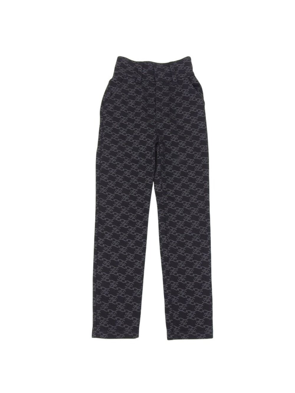Fendi Cotton FF Calligraphy High Waist Denim Pants Black 36